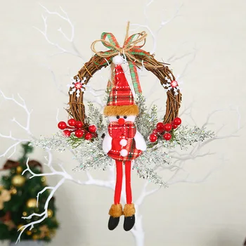 Pomul de crăciun ramuri ghirlanda agățat ușă Moș Crăciun elan de viță de vie inelul pastoral vânt agățat de perete copilul acasă decorare