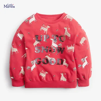 Puțin maven Fete cu Maneca Lunga t-Shirt Red Deer Crăciun Copiilor Fata de Îmbrăcăminte Caldă pentru Copii Fete Topuri Tricouri Jachete