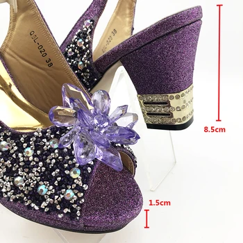 2020 mai Recentă de Culoare Violet design Italian Femei Pantofi și Genți de mână pentru a se potrivi Noului Stil de Moda Doamnelor Pantofi și Geantă Nigerian Nunta