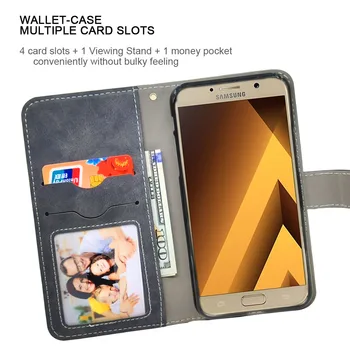 De lux Portofel Caz Pentru Samsung Galaxy J2 J3 J5 J7 2016 Caz de Epocă Flip din Piele TPU Silicon Acoperă Sloturi pentru Carduri