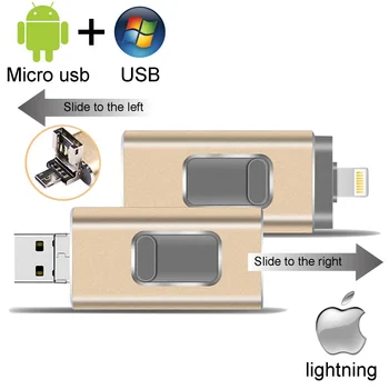 Unitate Flash Usb pendrive Pentru iPhone 6/6s/6Plus/7/7Plus/8/X Usb/Otg/Lightning 3 in 1 Pen Drive Pentru iOS Dispozitive de Stocare Externe