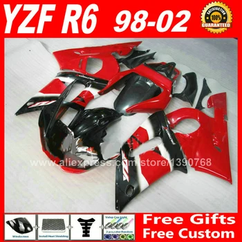 OEM negru rosu Carenajele set pentru YAMAHA R6 1998 - 2002 YZFR6 ABS kit piese yzf-r6 98-02 carenaj kituri YZF 600 1999 2000 2001