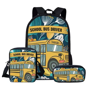 Copii Rucsac, Sac De Școală Set Pix Creion Sac Florale Autobuz Școlar De Imprimare Rucsacuri Pentru Fete Baieti Saci De Carte Pentru Copii Bookbag Mochila