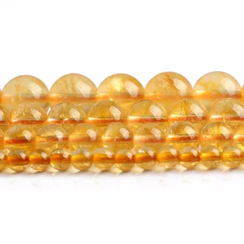 Naturale Galben Cristal de Citrin Margele Rotunde de Piatră Pierde Margele pentru Bijuterii DIY Brățară Colier Accesorii 6/8/10mm 15