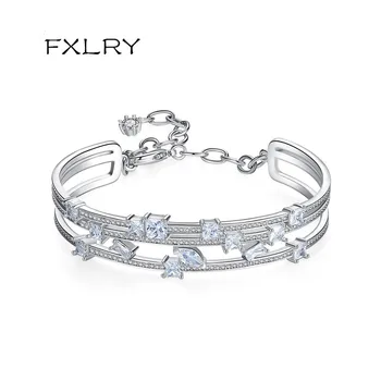 FXLRY Noua creatoare de moda de culoare albă inlay zircon doamnelor Neregulate bratara cu extins lanț de bijuterii