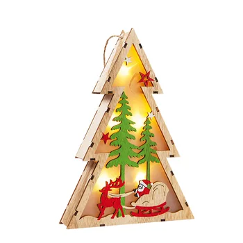 Din lemn Luminos LED-uri de Crăciun Ornamente pentru Pomul De Crăciun Decorare Fereastră (Bateriile nu sunt incluse)