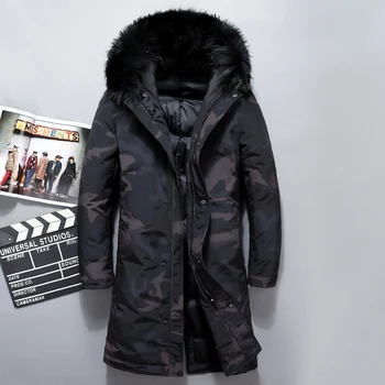 -30 C Rusia Iarna camuflaj de iarna barbati jachete guler de blană haină lungă bărbați Tace & Rechin Lung alb rață jos jacheta barbati 4XL
