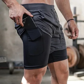 2020 nouă bărbați pantaloni scurți două-in-one pantaloni scurți de sport dublu-strat uscare rapidă pantaloni scurți de sport jogging, fitness, pantaloni scurți de funcționare