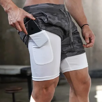 2020 nouă bărbați pantaloni scurți două-in-one pantaloni scurți de sport dublu-strat uscare rapidă pantaloni scurți de sport jogging, fitness, pantaloni scurți de funcționare
