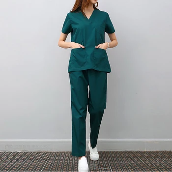 Haine de lucru, Haine de Sănătate a Lucrătorilor Mată Topuri Pantaloni Salon de Frumusețe Scrub Uniforme Scrubs Set Short Sleeve V-neck strat Uniform