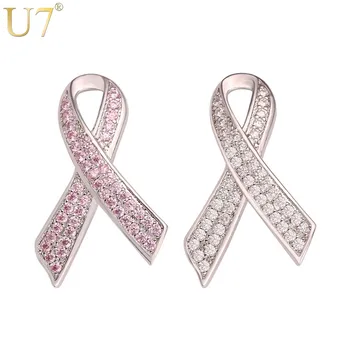 U7 Brand Panglica Roz Pentru Femei Broșe Cadouri En-Gros De Argint/Aur Color Cubic Zirconia Pin 2017 Fierbinte Moda Bijuterii B120