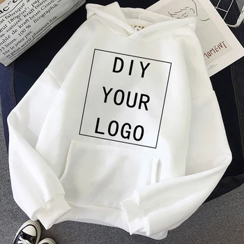 DIY LOGO hoodie accepta customzed imprima orice stil unisex cu glugă student tricou casual Harajuku supradimensionate bărbați Streetwear