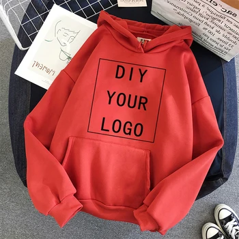 DIY LOGO hoodie accepta customzed imprima orice stil unisex cu glugă student tricou casual Harajuku supradimensionate bărbați Streetwear