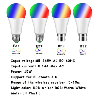 E27 B22 Inteligent Bec Estompat WiFi Lampa LED 15W Schimbare de Culoare Lampa RGB Bec 110V 220V APLICAȚIE Funcționează Alexa Google Asistent