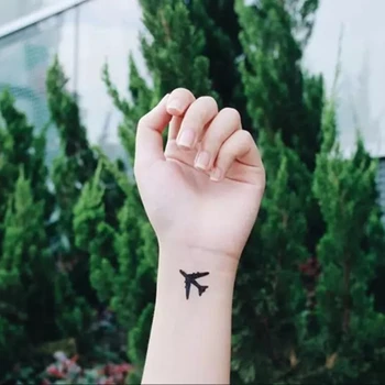 Negru aeronave avion Fals Tatuaj Temporar rezistent la apa Brațul Autocolante Tatuaj Pentru Femei, Bărbați Tatuaje Body Art DIY