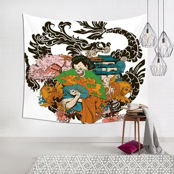 Celebrul Mitologia Japoneză De Pictură Tapiserie Tesatura De Perete Acasă Cămin Izakaya Decor Plin De Culoare Koi Perete Pânză Tapiserii De Perete Pătură