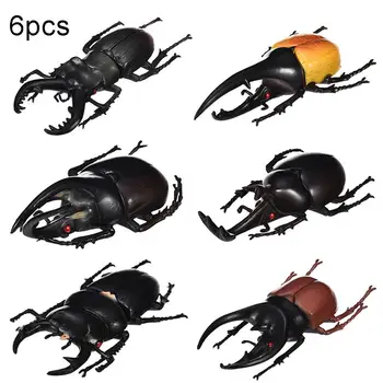 6Pcs Simulare Beetle Insecte Model Copii Adulți Jucărie Glumă de Halloween Truc elemente de Recuzită din material Plastic Non-Toxice PVC Insecte Jucărie elemente de Recuzită de Halloween