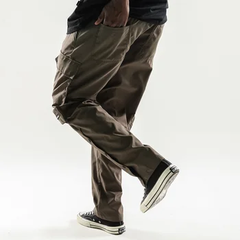 Buzunar frontal de Marfă Harem Pants Mens Casual Jogger Streetwear Hip Hop Glezna Butonul Harajuku ArmyGreen culoare Solidă Pantaloni