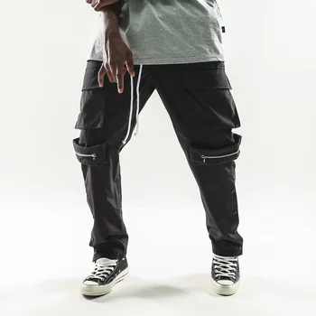 Buzunar frontal de Marfă Harem Pants Mens Casual Jogger Streetwear Hip Hop Glezna Butonul Harajuku ArmyGreen culoare Solidă Pantaloni