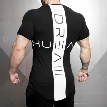 2020 Oameni Noi Skinny T-shirt Săli de sport de Fitness Antrenament Culturism tricou Masculin Printed Tee Topuri de Moda de Vara Casual de Îmbrăcăminte de Brand