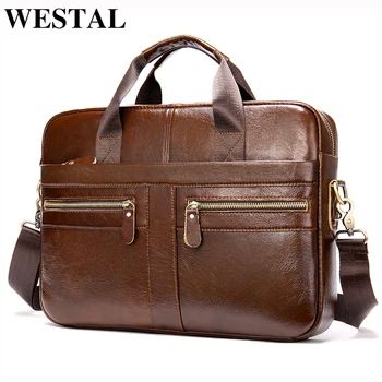 WESTAL bărbați servietă, geantă de mână de designer geanta barbati din piele geanta de laptop barbati office geanta pentru oamenii de afaceri porte document 2099