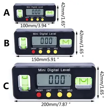 Mini Magnetic Electronic Display Digital Nivel Orizontal Inclinometer Unghi Conducător 100mm 150mm 200mm Măsurare Instrument Tâmplar