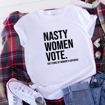 Urât Femeile Vot Amuzant Tricou Femei Din Bumbac Harajuku Tricou Femei Shrot Maneca Vrac Camiseta Mujer Alb Negru Tricou Femme