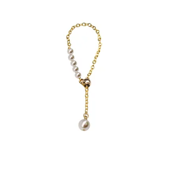 Aur de 14k cu Perle Naturale Inel Pentru Femei Ciucure Reglabil Comun Femeie Degetul Mic Inel Romantic Bijuterii Cadouri Aniversare
