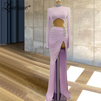 Cut-out Design Violet Rochii de Seara 2021 Abendkleider Mâneci Lungi Sirena turcă arabă Celebritate Rochie de Petrecere Rochii de Bal