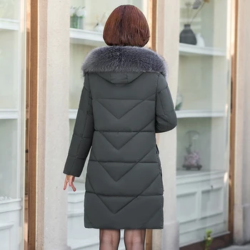 Femei jacheta de iarna cu guler din blană sacou feminin subțire de bumbac căptușit sacou lung îmbrăcăminte de iarnă haina hanorac de Mari dimensiuni 6XL feminino