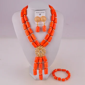 Naturale portocaliu coral bijuterii africane nunta de coral colier set nigeria coral margele bijuterii set pentru femei
