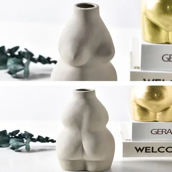 Nordic Acasă Decor Vaza Ceramica Ghiveci Corpul Uman Sculptura Statuie Aranjament De Flori Cutie Depozitare Model Desktop
