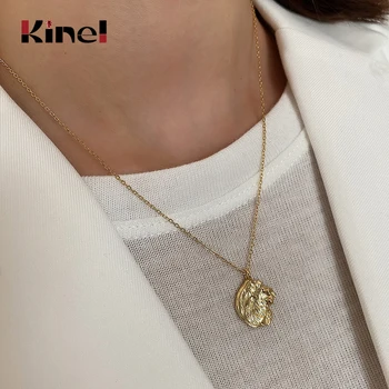 Kinel coreean Argint 925 Semicerc Neregulat Pandantiv Colier pentru Femei 18K Aur Adevărat Placat cu Lanțuri În Jurul Gâtului
