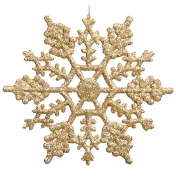 12pcs Fulgi de zăpadă de Crăciun de 10 cm din Plastic cu Sclipici Fulgi de Zăpadă Ornamente de Crăciun Copac Pandantiv Decoratiuni de Craciun pentru Casa 25