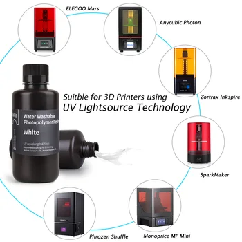 ELEGOO Apă Lavabil Imprimantă 3D Rășină LCD de Uscare UV Rășină 405nm Standard Fotopolimer Rășină pentru LCD 3D de Imprimare Alb 500ml