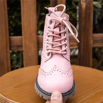 KAMUCC Iarna Cizme Copii Fete Pantofi de Piele de Culoare Solidă de Moda pentru Copii Cizme Glezna Non-alunecare de Cizme Martin Cald Dimensiune 26-36
