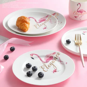 Ceramică Farfurii Flamingo Placa Nordic Veselă De Porțelan Tava Gustare Feluri De Mâncare Restaurant Petrecere De Servire Desert Farfurie Platou