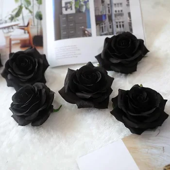 7 capete Negre a crescut artificial buchet de flori pentru acasă decorare nunta de Halloween petrecere de Craciun decor unic flori de mătase