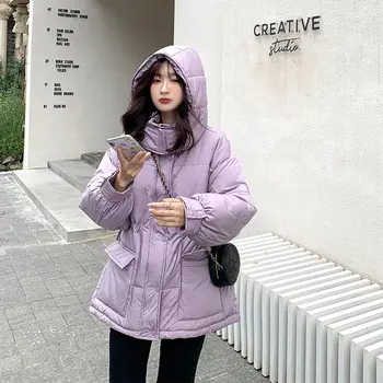 Cordon Talie Cu Gluga Manseta Velcro Haine De Iarnă De Moda Pentru Femei, Paltoane Și Jachete Femei Versiunea Coreeană Vrac Cald Imbracaminte Femei