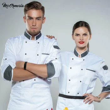 Chef Sacou Lung Maneci Reglabile Barbati Femei Unisex Găti Haina Restaurant Hotel Bucătărie Purta Uniformă de Chelner negru chef haina
