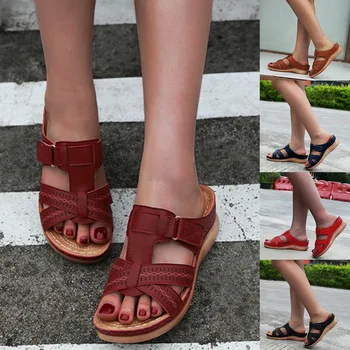 De Vară 2020 Femei Premium Ortopedice, pantofi Sandale Vintage Anti-alunecare Respirabil Piele Casual sex Feminin Platforma Pantofi Retro