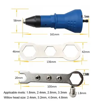 7Pcs/Set Electrice Riveter Piuliță Pistol de Nituit Instrument de Nituit cu Acumulator Adaptor pentru Burghiu Introduce Piulița Instrument cu Cheie&Nuci 2.4 - 4.8 mm