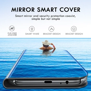 Original, Husa Silicon Pentru Samsung Galaxy M31s Clear View Smart Mirror Flip Piele Stand Acoperi Galaxia M31 S Transparente Coque