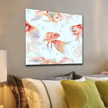Înfrumusețează HD Print Pe Panza Pictura in Ulei fără Sudură de Model Cu Peștișorul de aur Și Bule de Arta de Perete Poze Home Decor Pentru Camera de zi