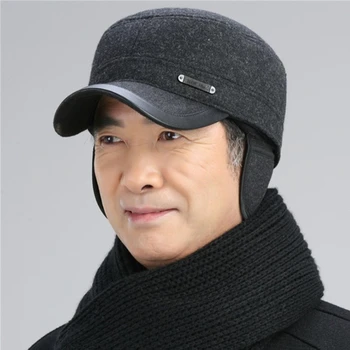 De vârstă mijlocie și vârstnici pălării de iarnă pentru bărbați rece-dovada și cald de protecție pentru urechi pălărie de lână capac militar bătrânul tată capac