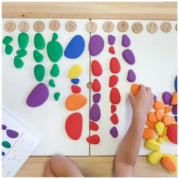 Copiii Montessori Curcubeu Pietricele de Sortare Culoare Pietrele Jucarii Creative de Învățare pentru Copii Senzoriale Jucarii Educative pentru Copii