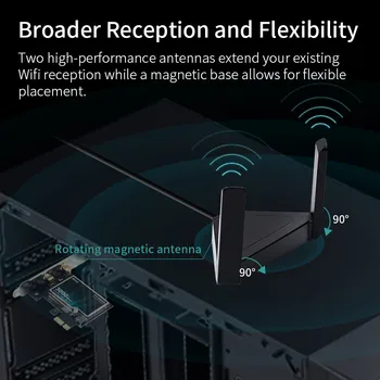 2974Mbps PCIe Wifi6 Adaptor Intel AX200 placa Wifi fără Fir Bluetooth 5.1 Dual Band 2,4/5Ghz 802.11 ax/ac Externe Magnet Antena