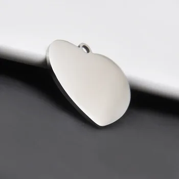 25mm-35mm Forma de Inima din Oțel Inoxidabil Farmec Pandantive Buna Gol Tag-uri Pentru Luare de Bijuterii Suport Logo Gravură GTAG06