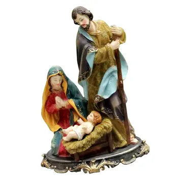 Hristos Nașterea Domnului Statuie Scena Set Copilul Isus Iesle De Crăciun Pătuț Figurine De Rasina Ornament Biserica Cadou Desktop Acasă Decorare