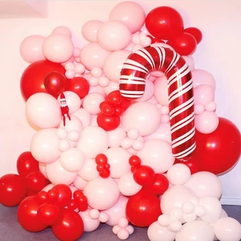 Balon arc ghirlanda kit roșu roz confetti, baloane și trestie de zahăr, baloane petrecere de Craciun decor de Anul Nou copil de dus de ziua me